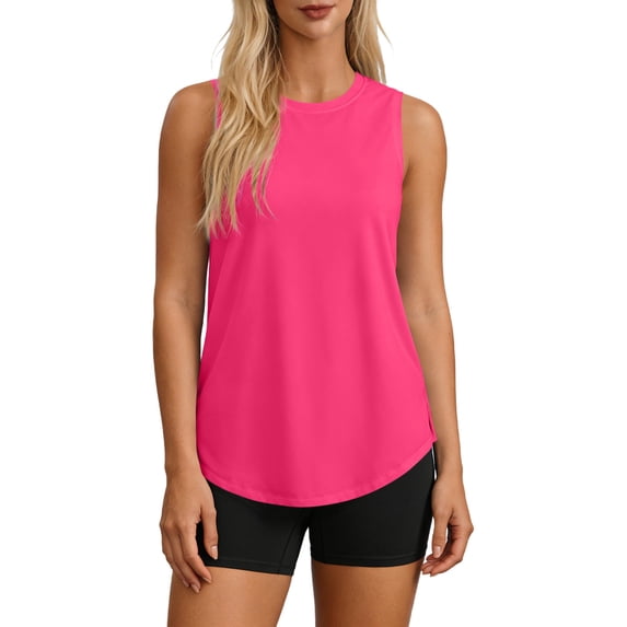 Vrorvz Sports Tank Womens Sleeveless Summer Workout Athletic Activewear Tops Lightweight Breathable Solid Color Shirts
