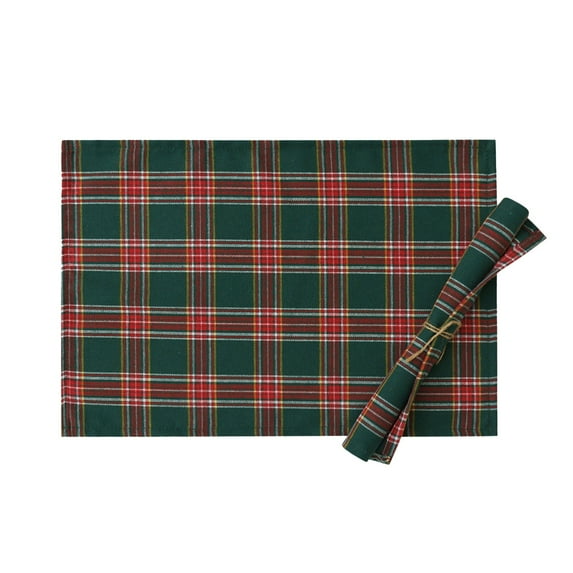 Vrorvz Table Flag Table Mat Christmas Thanksgiving Decorations Classic Plaid Pattern for Home Hotel Use Suit for Parties Meals 15.7x70.9in Green