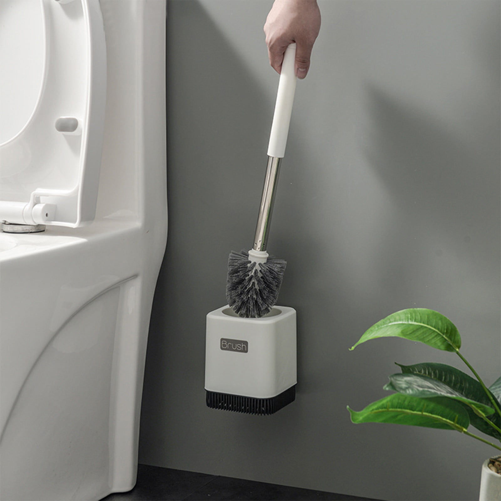 Vrorvz Toilet Bowl Brush Set With Long Handle Ergonomic Grip Compact ...