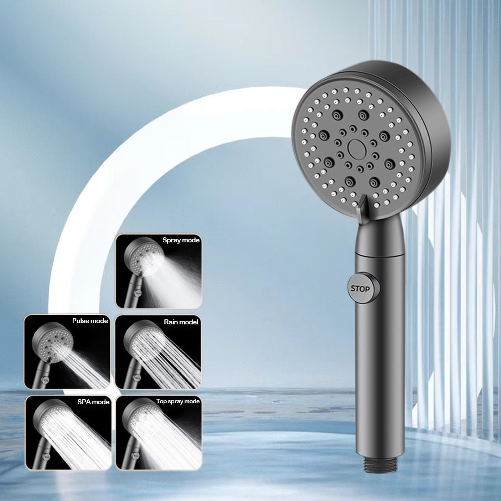 Vrorvz Turbocharged High Pressure Shower Head with 5 Spray Modes for ...