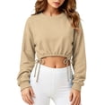 thumbnail image 1 of Vrorvz Women Crop Sweatshirts Crew Neck Long Sleeve Cropped Sweatshirt Casual Loose Basic Tee for Ladies, 1 of 5