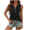 thumbnail image 1 of Vrorvz Women's Solid Color Blouses Zipper Sleeveless Summer Casual Fashion Tank Tops Loose Camisole, 1 of 5
