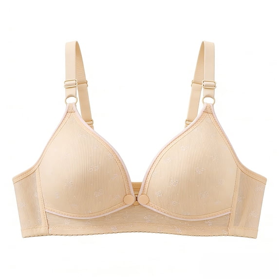 Vrorvz Womens Button Front Bra Adjustable Straps Wireless Supportive Bralette Seamless for Ladies