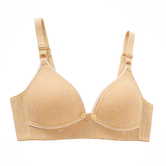 Vrorvz Womens Button Front Bra Adjustable Straps Wireless Supportive Bralette Seamless for Ladies