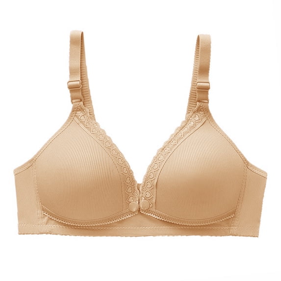 Vrorvz Womens Button Front Bra Adjustable Straps Wireless Supportive Bralette Seamless for Ladies
