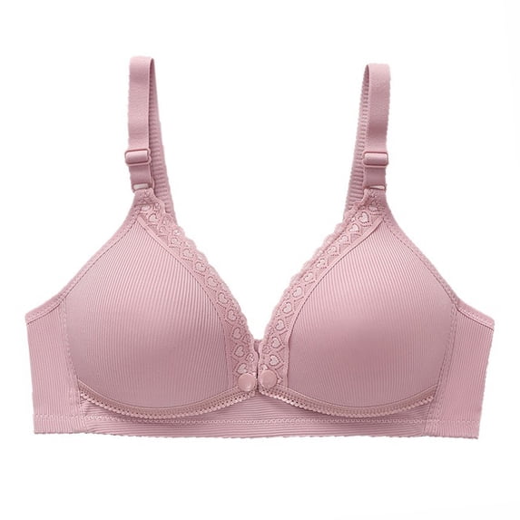 Vrorvz Womens Button Front Bra Adjustable Straps Wireless Supportive Bralette Seamless for Ladies