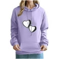 thumbnail image 1 of Vrorvz Womens Casual Hoodies Heart Printed Drawstring Long Sleeve Pocket Sweatshirt with Hood Trendy Workout Tops, 1 of 3
