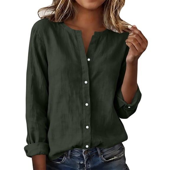 Vrorvz Womens Casual Shirts Long Sleeve Button down Spring Summer Work Business Dressy Tops Lightweight Blouses