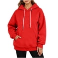 thumbnail image 1 of Vrorvz Womens Hooded Sweatshirt Drawstring Long Sleeve Sweatshirts Casual Loose Soft Lounge Top with Pockets, 1 of 5