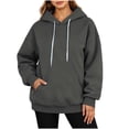 thumbnail image 1 of Vrorvz Womens Hooded Sweatshirt Drawstring Long Sleeve Sweatshirts Casual Loose Soft Lounge Top with Pockets, 1 of 5