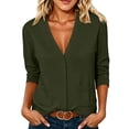 thumbnail image 1 of Vrorvz Womens Shirts Long Sleeve V Neck Top Casual Dressy Business Work Blouses Fall Outfits for Ladies, 1 of 5