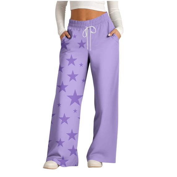 Vrorvz Womens Wide Leg Sweatpants Elastic Waist Drawstring Loose Athletic Pants Casual Workout Sweat Pant with Pockets