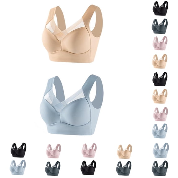 Vrotazzy 2pc Women's Strapless Lace Tank Top Underwear Thin Side Fold Bust Gather Adjustable Bra Large 2PCS