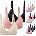 thumbnail image 1 of Vrotazzy 3PC Women Solid Cup Gathered Breathable Side Fold Adjustable Shoulder Strap Large Bra Underwear Set 3PCS, 1 of 3