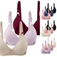 thumbnail image 1 of Vrotazzy 3PC Women Solid Cup Gathered Breathable Side Fold Adjustable Shoulder Strap Large Bra Underwear Set 3PCS, 1 of 3
