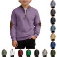 thumbnail image 1 of Vrotazzy Boys Color Block Pullover Sweatshirt Long Sleeve Crewneck Casual Winter Warm Top for Kids Youth,Sizes 8-9 Years, 1 of 4