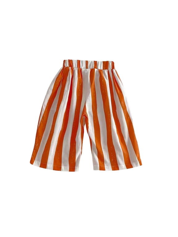 Boys Girls Casual Vertically Striped Pants for Everyday Wear Comfort Stretchable Breathable Pull-On Slacks for Daily School Outings,Size 9-12 Months