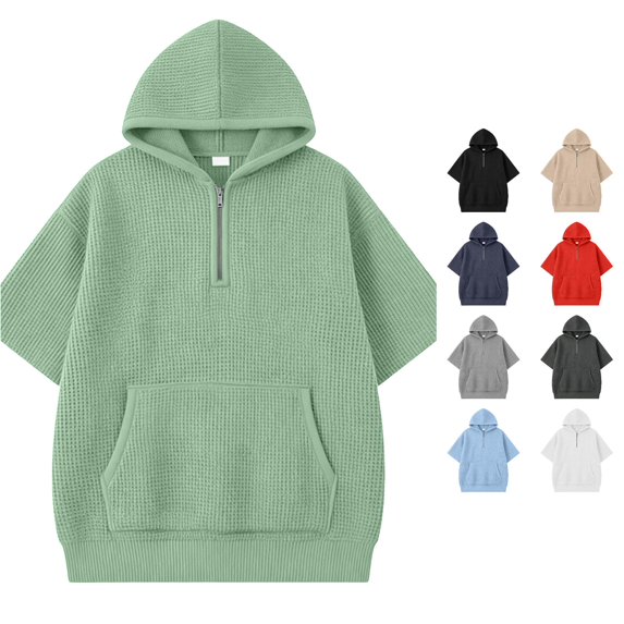 Vrotazzy Boys Knit Short Sleeve Hooded Sweatshirt Casual Pullover Top for Kids Youth Children,Size 3-4 Years