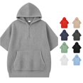 thumbnail image 1 of Vrotazzy Boys Knit Short Sleeve Hooded Sweatshirt Casual Pullover Top for Kids Youth Children,Size 7-8 Years, 1 of 4
