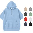 thumbnail image 1 of Vrotazzy Boys Knit Short Sleeve Hooded Sweatshirt Casual Pullover Top for Kids Youth Children,Sizes 13-14 Years, 1 of 4