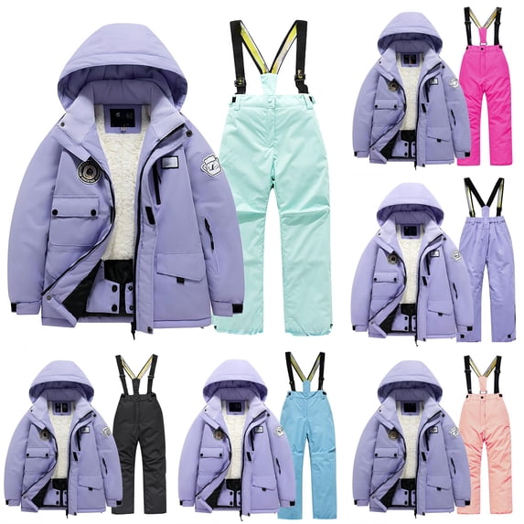 Vrotazzy Boys Wear Jacket And Pants Winter Windproof Snowboarding Kid Warm Unisex Suit