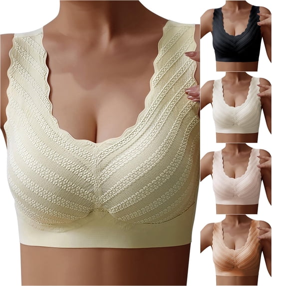 Vrotazzy Chest Wrapped Vest Women Gathered Without Steel Ring With Chest Pad Closed Bottom Plus Size Seamless Bra Underwear