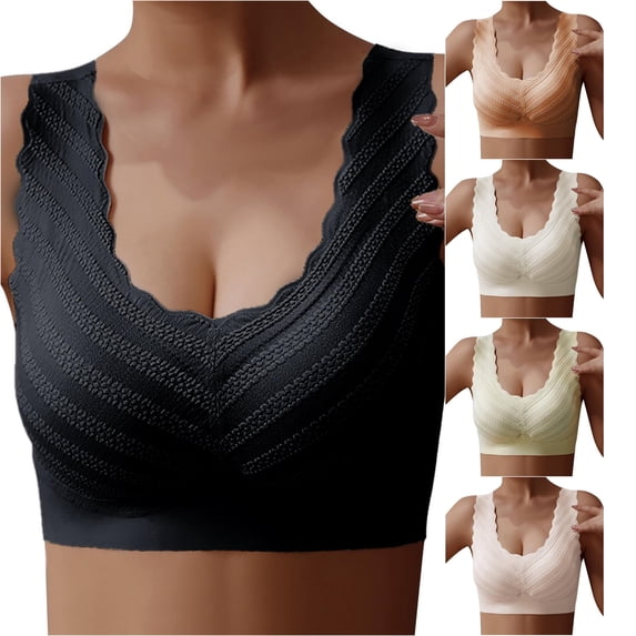 Vrotazzy Chest Wrapped Vest Women Gathered Without Steel Ring With Chest Pad Closed Bottom Plus Size Seamless Bra Underwear