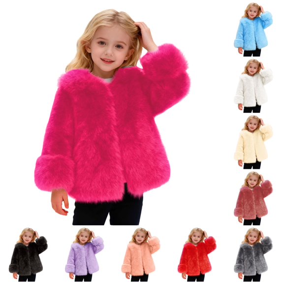 Vrotazzy Coat for Girls Warm Winter Thickened Teddy Jacket Outerwear Soft Coats Toddler Big Kids,Size 8-9 Years
