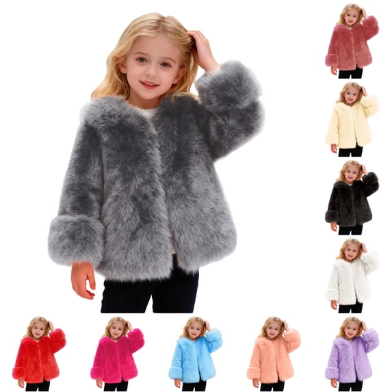 Vrotazzy Coat for Girls Warm Winter Thickened Teddy Jacket Outerwear Soft Coats Toddler Big Kids,Sizes 3-4 Years