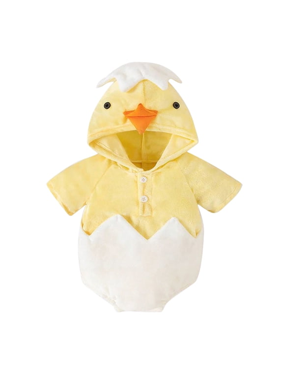 Easter Hatching Chicken Baby Hooded Romper Bodysuit for Boys And Girls Carnival Birthday Party,Sizes 3-6 Months
