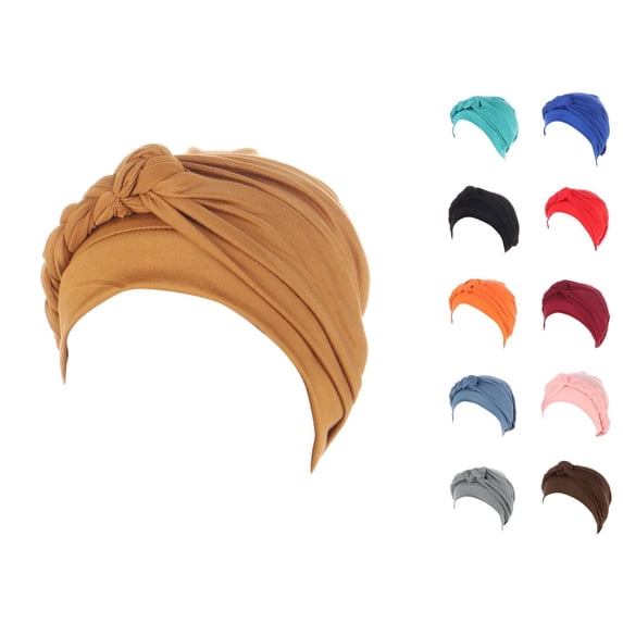 Vrotazzy Ethnic Bohemian Turban Hair -Tied Cap Hat Head Wrap Cover Braid Baseball Caps