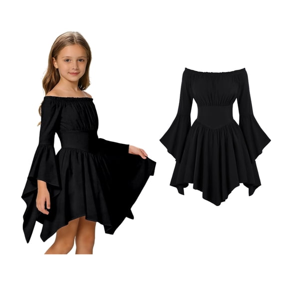 Vrotazzy Girls Adorable Off Shoulder Dress with Ruffle and Tiered for Summer Beach Casual Everyday Play Outfit Flowy Lightweight Breathable Soft Tropical,4-5 Years