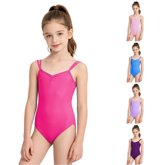 Vrotazzy Girls Ballet Dance Romper Jumpsuit for Performance and Practice - Versatile All-Season -Piece Leotard Bodysuit for Girls