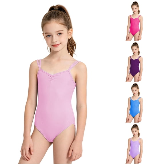 Vrotazzy Girls Ballet Dance Romper Jumpsuit for Performance and Practice - Versatile All-Season -Piece Leotard Bodysuit for Girls