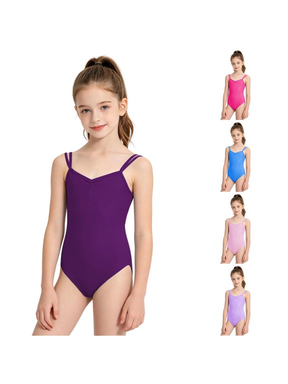 Girls Ballet Dance Romper Jumpsuit for Performance and Practice - Versatile All-Season -Piece Leotard Bodysuit for Girls