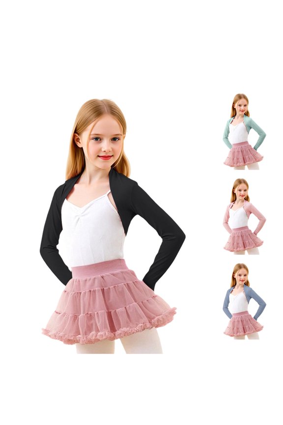 Girls Ballet Wrap Cardigan Dance Sweater Lightweight Capelet Coat Practice Performance,Sizes 8-9 Years