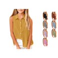 thumbnail image 1 of Vrotazzy Girls Blend Button Down Vest Shirt for Everyday Casual Wear Youth Sizes with Sleeveless Tank Top and Collared for Spring Summer, 1 of 6