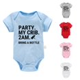 thumbnail image 1 of Vrotazzy Girls Bodysuits for Babies and Toddlers Short Sleeve Romper with Letter Print -Piece Outfit for and Children, 1 of 4