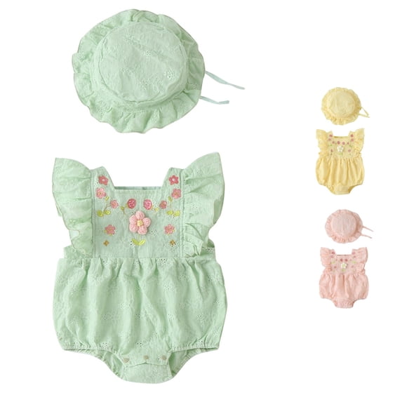 Vrotazzy Girls Bodysuits for and - Lace Romper Set for Baby Girl with Sleeveless Design and Ruffles Sunsuit Romper Bodysuit Outfit