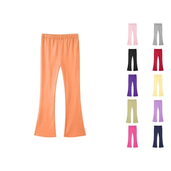 Vrotazzy Girls Casual High Waist Pants for Everyday Wear with Pockets Comfortable Stretchy Daily Trousers for Kids,Sizes 4-5 Years