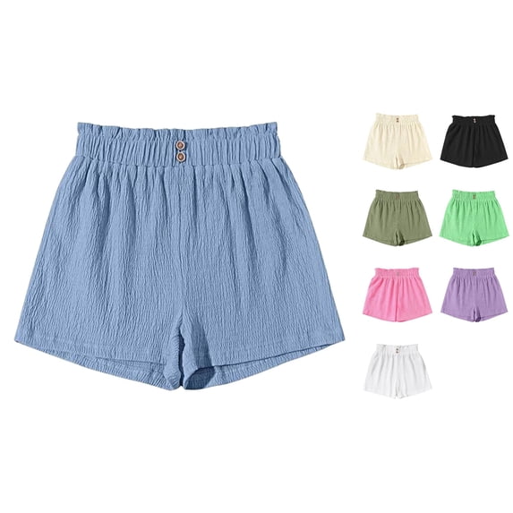 Vrotazzy Girls Casual High-Waist Wide-Leg Shorts With Bow Detail Elastic Waistband Comfortable Summer Playwear for Girls under 16,Sizes 5-6 Years