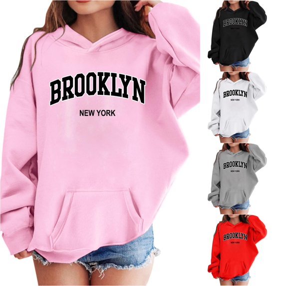 Vrotazzy Girls Casual Long Sleeve Hoodies Cute Oversized Pocket Sweatshirt Tops