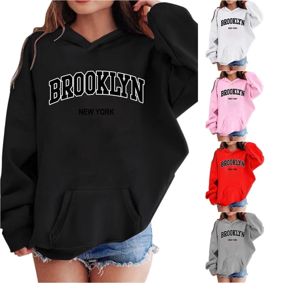 Vrotazzy Girls Casual Long Sleeve Hoodies Cute Oversized Pocket Sweatshirt Tops