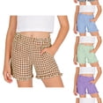 thumbnail image 1 of Vrotazzy Girls Casual Plaid Shorts for Everyday Play - Spring Summer Comfort Elastic Waist Soft Twill Girls Shorts Kids Apparel and Everyday Outfit,Sizes 11-12 Years, 1 of 7