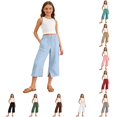 thumbnail image 1 of Vrotazzy Girls Casual Ponte Pants for Girls - Everyday Comfortable Loose Fit Trousers with Soft Waistband for Spring Summer and Easy Care, 1 of 7