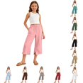 thumbnail image 1 of Vrotazzy Girls Casual Ponte Pants for Girls - Everyday Comfortable Loose Fit Trousers with Soft Waistband for Spring Summer and Easy Care, 1 of 7