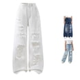 thumbnail image 1 of Vrotazzy Girls Denim Jeans for Everyday Casual Wear with Distressed Design and Elastic Waist - Solid Pants for Spring and Summer, 1 of 7