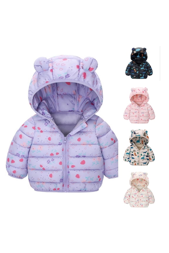 Girls Down Jacket Winter Coat Toddlers Soft Hooded Ears Design Warm Thickened Outerwear Baby Kids Cute Outfits,Sizes 6-12 Months