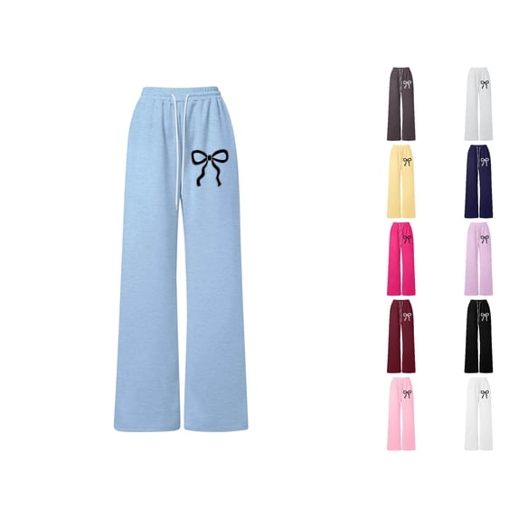 Vrotazzy Girls Everyday Comfort Loose Fit Jogger Pants for Girls with Bow Knot Lightweight Straight Leg Sweatpants for Daily Casual wear,Sizes 4-5 Years