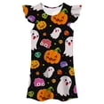 thumbnail image 1 of Vrotazzy Girls Flutter Sleeve Nightgown Summer Casual Cartoon Digital Print Dress Cute Halloween Sleepwear for Toddler Kids Daily Wear, 1 of 5